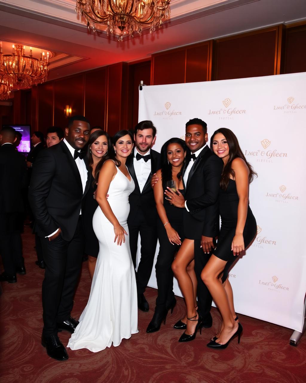 Guests at a corporate gala photo backdrop